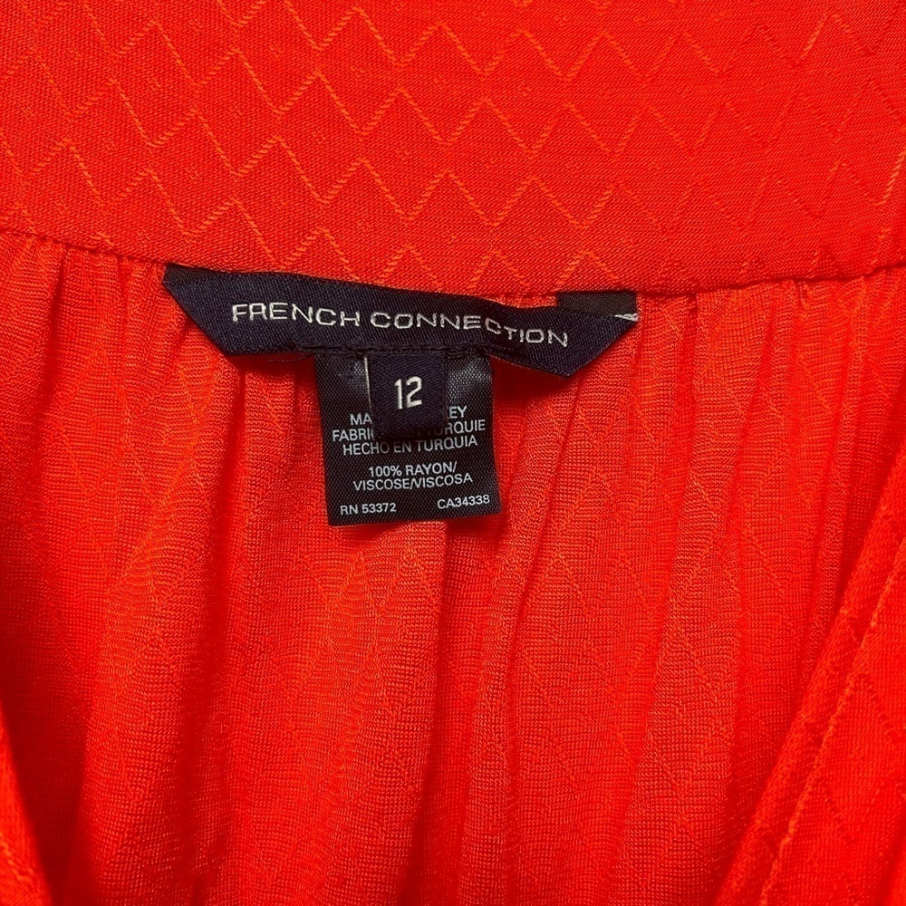 FRENCH CONNECTION Orange Sleeveless Orange V-Neck stretchy Dress 12 feminine - Picture 4 of 8